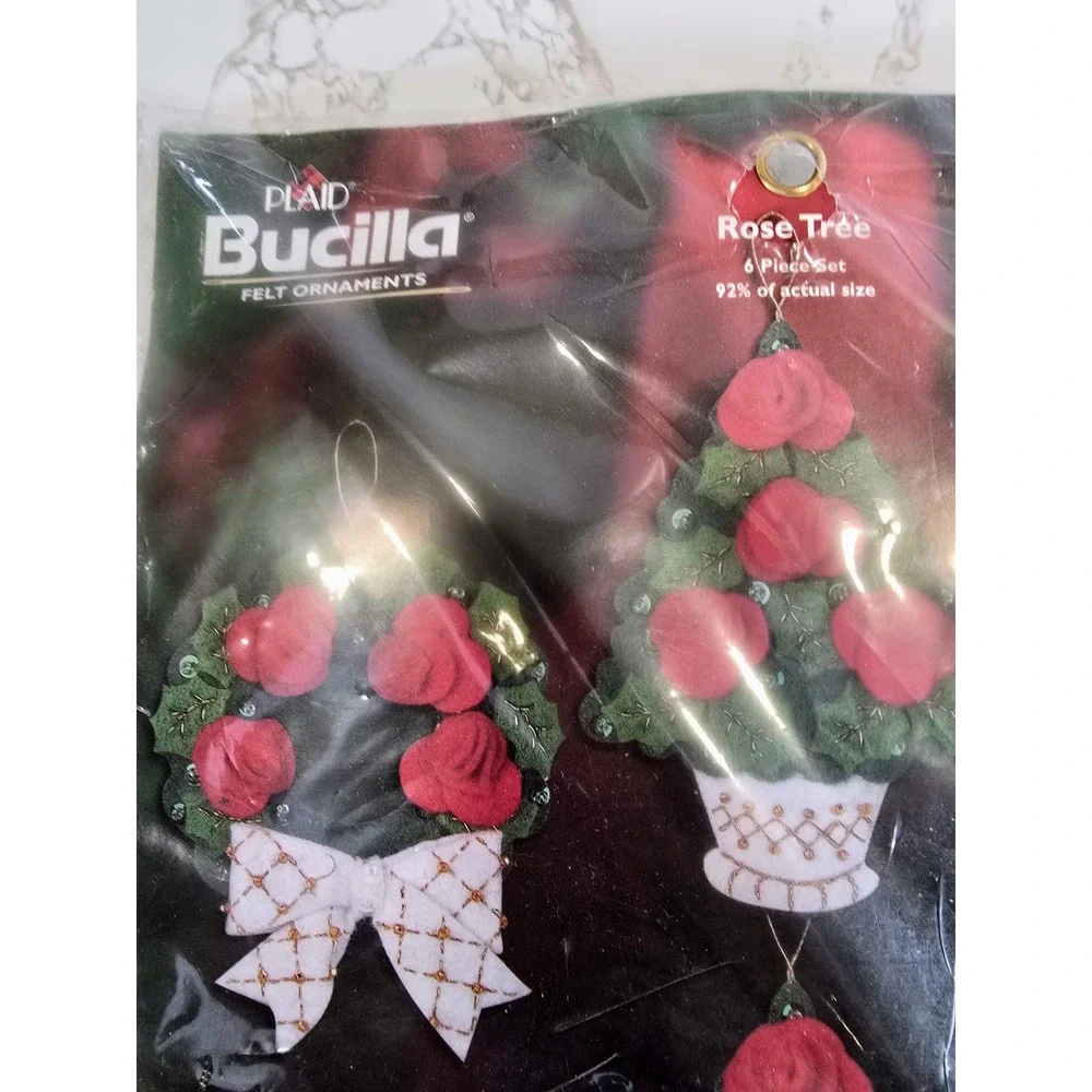 Bucilla Rose Tree Ornaments & Dimensions Snowman Stocking Felt Applique Kits Lot
